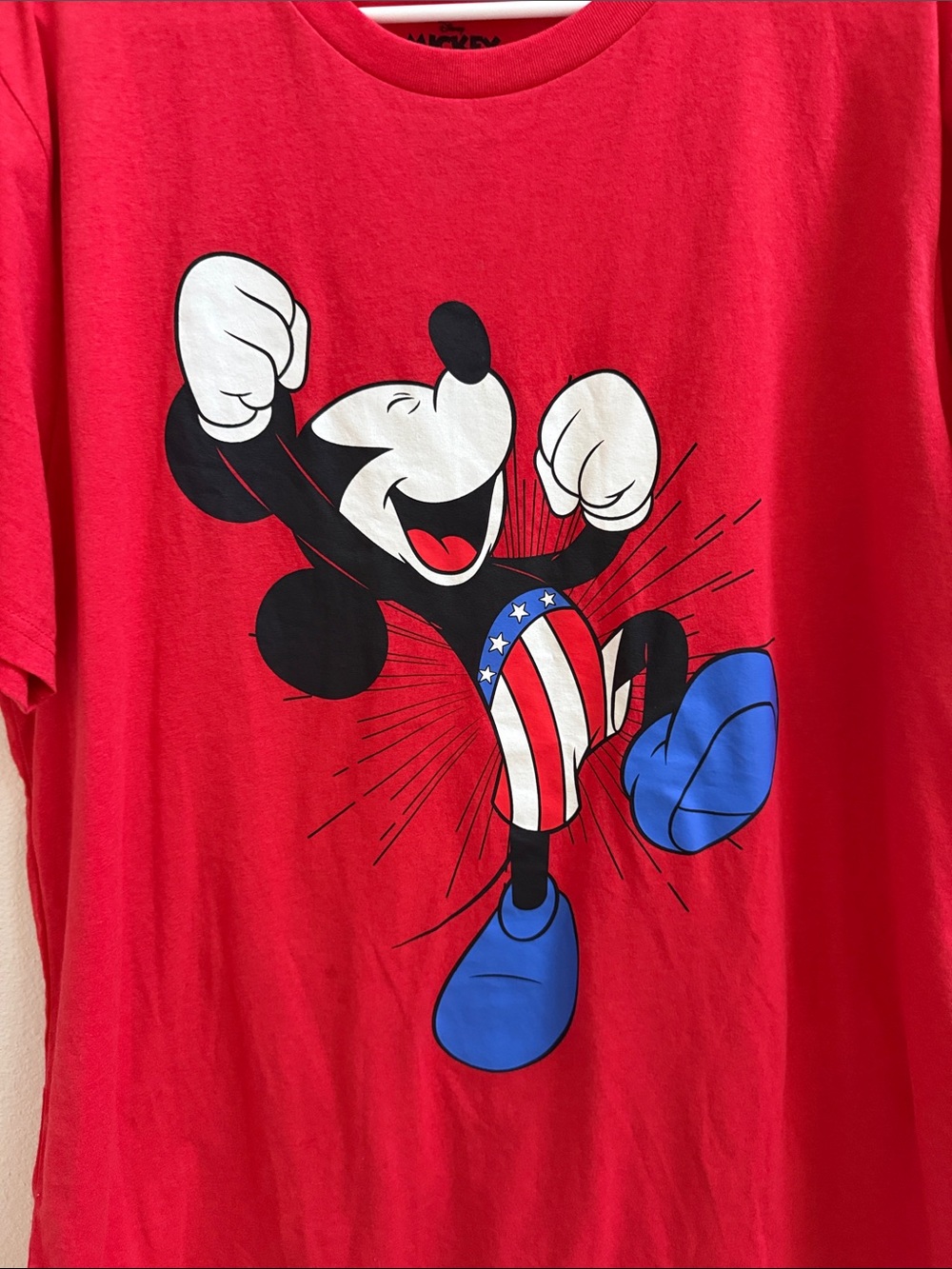Disney Mickey Mouse Patriotic Americana Graphic T-Shirt Red Men’s 2XL USA Flag - Picture 2 of 3